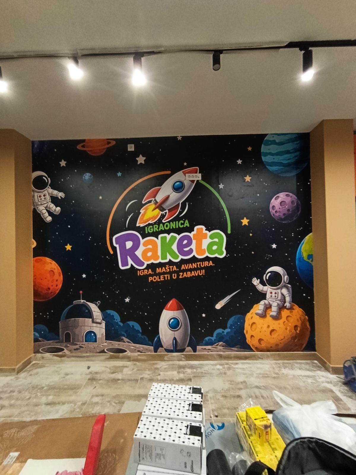 Zidna grafika Igraonica Raketa sa svemirskom tematikom